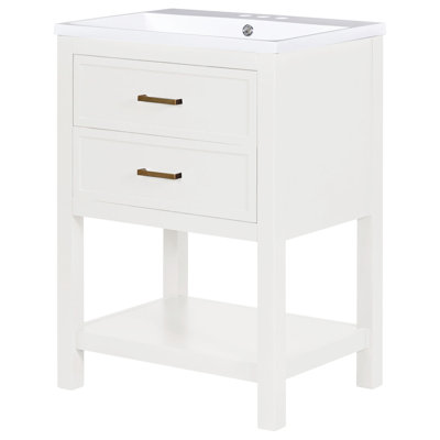 Meuble-lavabo 24 po avec lavabo supérieur, meuble-lavabo moderne avec 2 tiroirs et meuble-lavabo simple