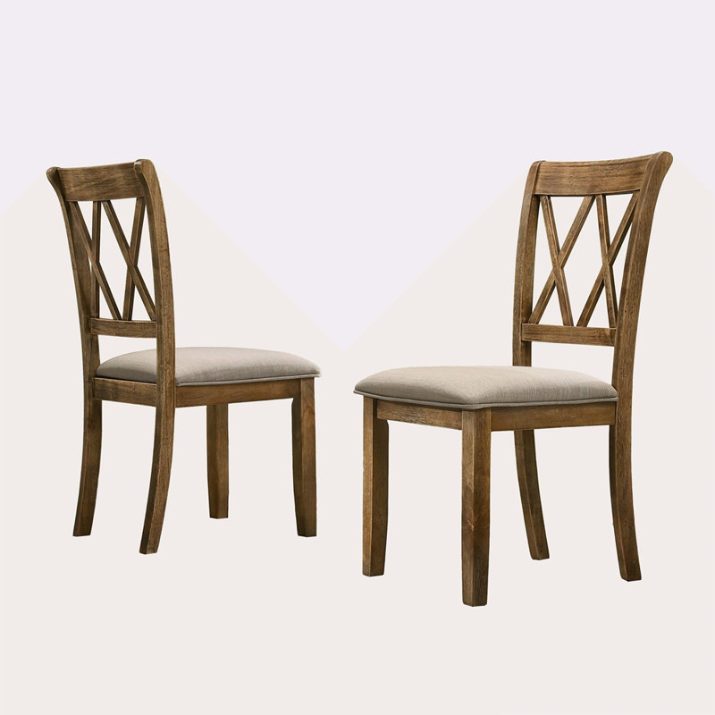Ensemble de 2 chaises rembourrées en tissu, Brun