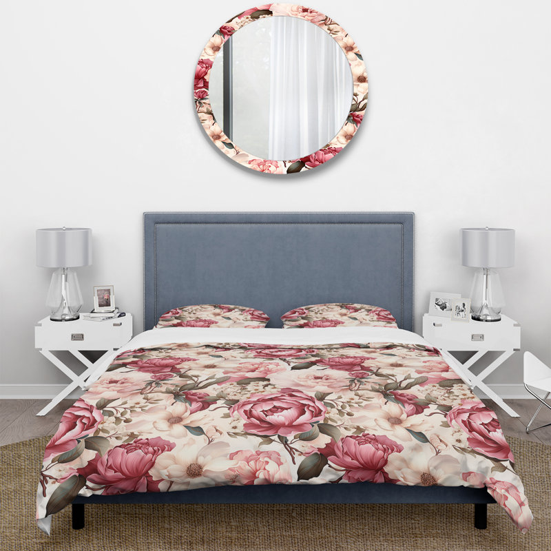 Ensemble de housse de couette Vintage Roses Grace Victorian, Housse de couette simple + 1 taie décorative stan