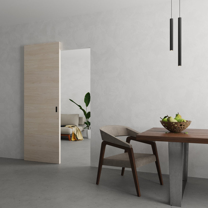 Grange cachée | Planum 0010 | Portes modernes robustes à finition affleurante | Ensemble coulissant Magic, Placage naturel