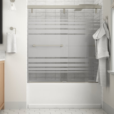 Trinsic 60 po x 59-1 / 4 po. Porte de baignoire coulissante semi-sans cadre et verre de transition de 1/4 po (6 mm)