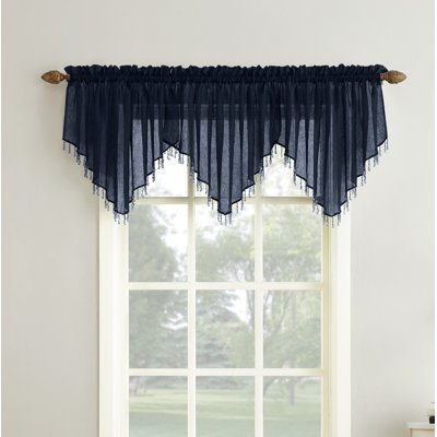 Mardis Beaded Tassels Crushed Sheer Voile Ascot Window Valance