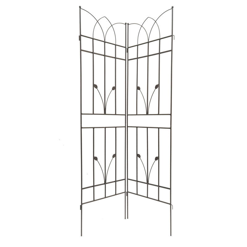 Paquet de 4 treillis de jardin en métal 71 po x 17,7 po antirouille pour plantes grimpantes support de fleurs extérieur brun