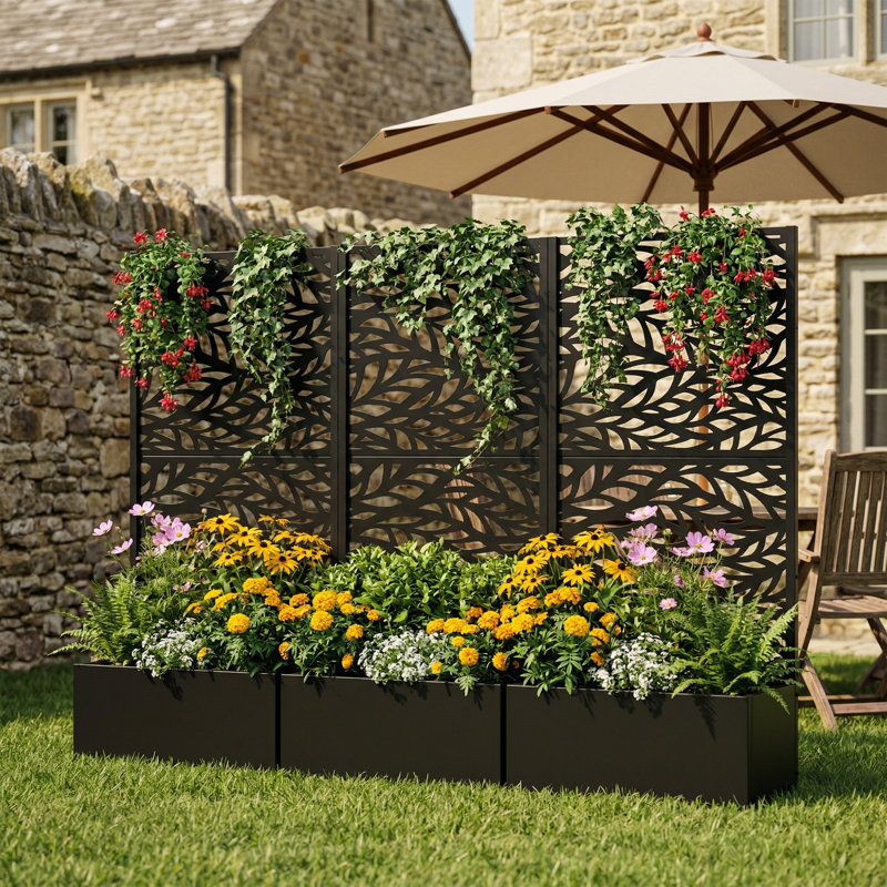 Ensemble de 2 boîtes à fleurs en métal sans roues, H 59 po x l 30 po x P 12 po