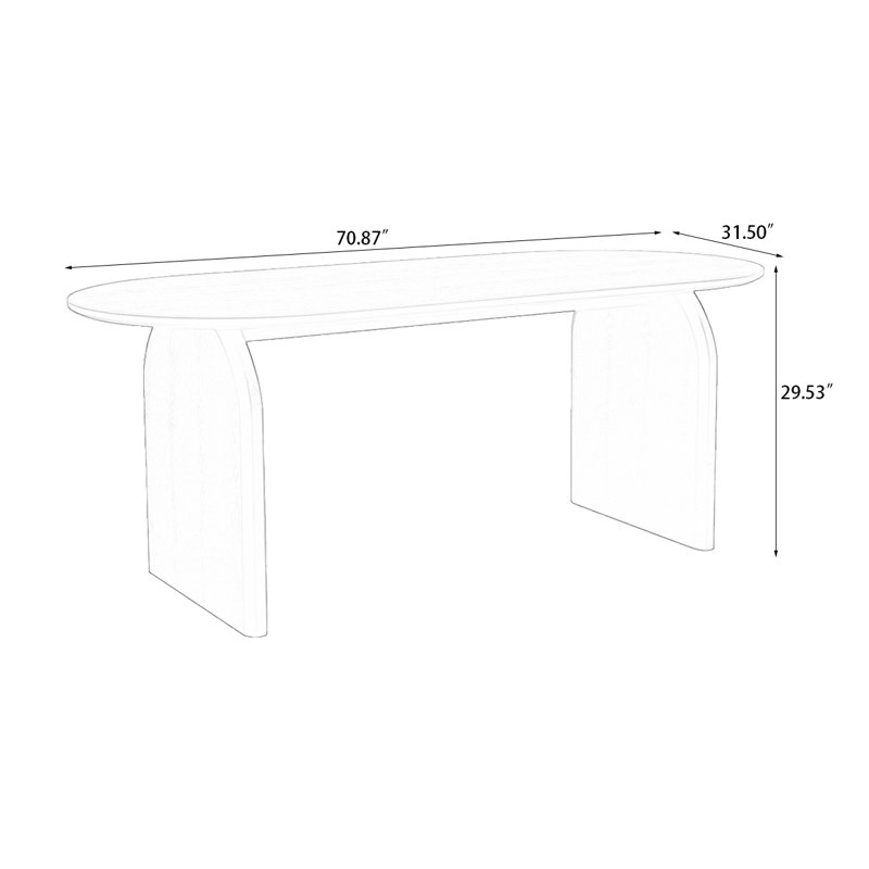 Table de salle à manger ovale en bois manufacturé, H 29,53 po x L 70,87 po x l 31,5 po, Noir, noir, noir, noir