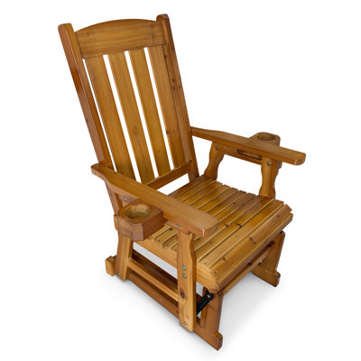 Wooden Patio Glider for One Person, with High Back and Deep Contoured Seat by One Allium Way