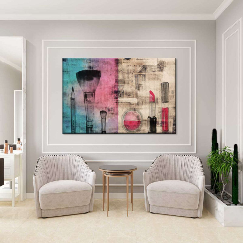 Maquillage et cosmétiques sur toile, H 24 po x l 36 po x P 1,25 po