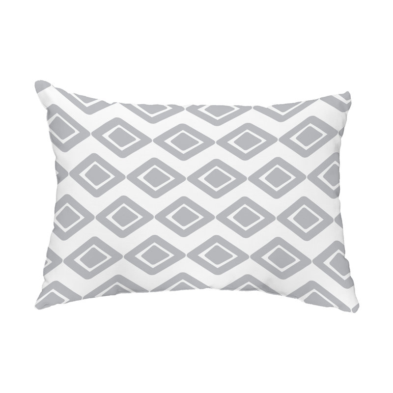 Diamond Geometric Outdoor Reversible Throw Pillow, Gray