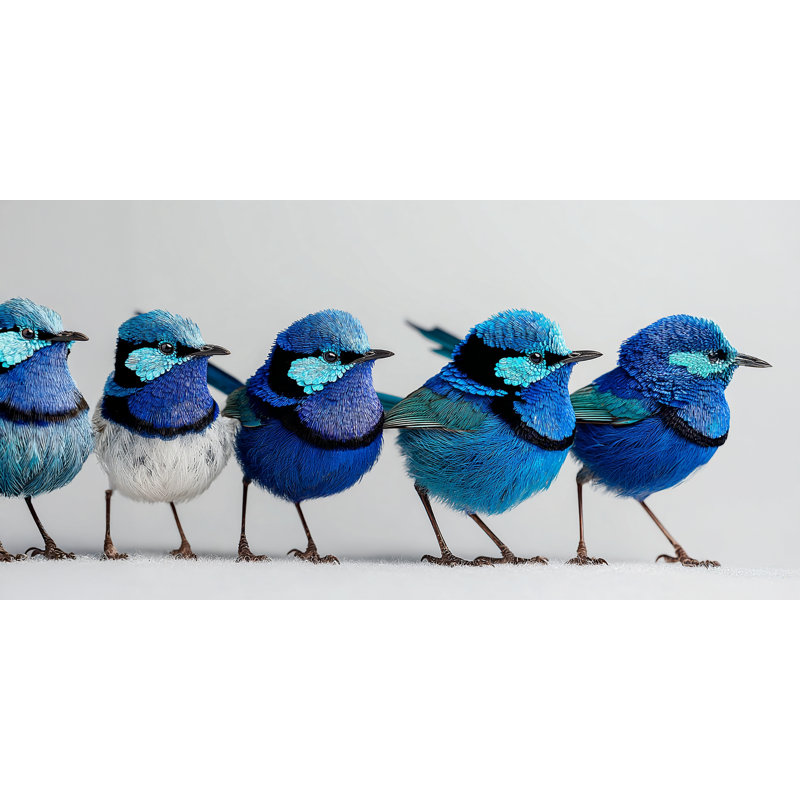 «Group of Singing Blue Birds», art mural, H 20 po x l 40 po
