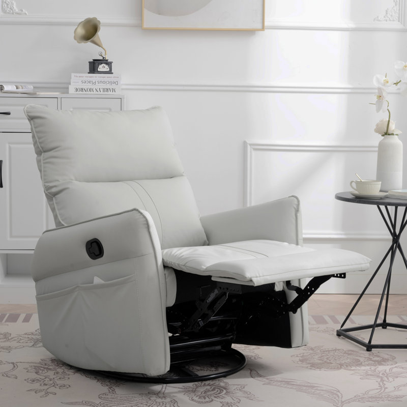 Fauteuil inclinable et pivotant en similicuir Idal, Similicuir gris pâle