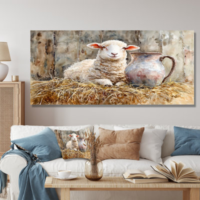 Douwine Baby Sheep Portrait at The Barn I - Sheep, art mural de salon