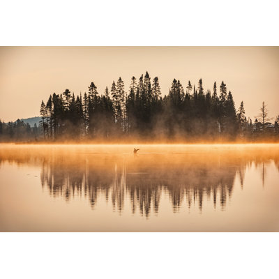 Misty Sunrise at Lake by Benedek