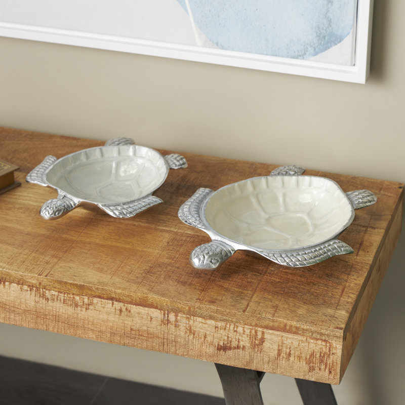 Ensemble de bols décoratifs uniques en aluminium 2 pièces Scheetz, Blanc