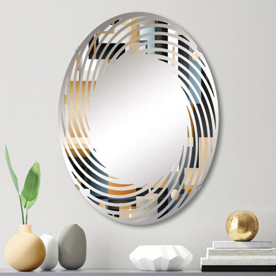 Metropolitan Neutral Color Geometric - Miroir mural spirale ovale