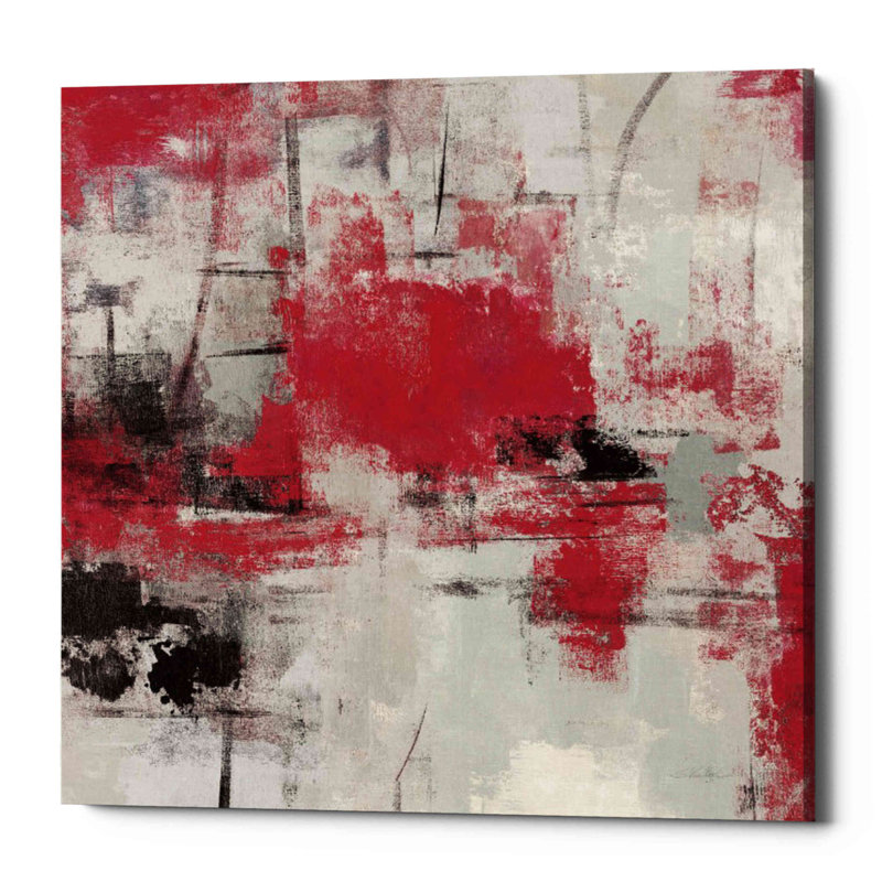 «Stone Gardens III Red» par Silvia Vassileva, art mural sur toile, H 37 po x l 37 po x P 1,5 po