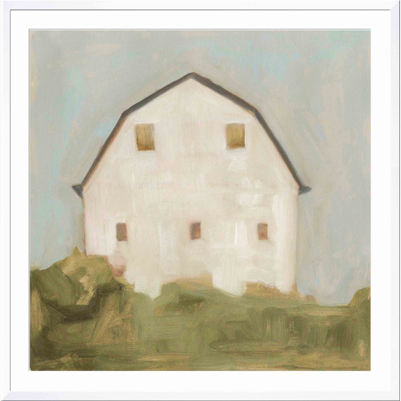 «Serene Barn III» par Emma Scarvey - peinture encadrée, Blanc, H 12 po x l 18 po