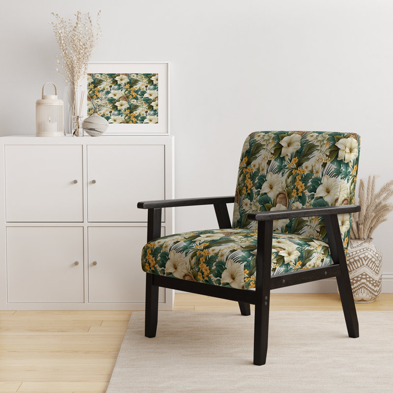 Chaise d'appoint rembourrée Boho Botanical Oasis Palm