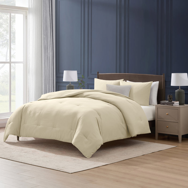  soft microfiber 3 piece comforter set with pillow shams, Pale Champagne, Full Comforter + 2 Standard Shams