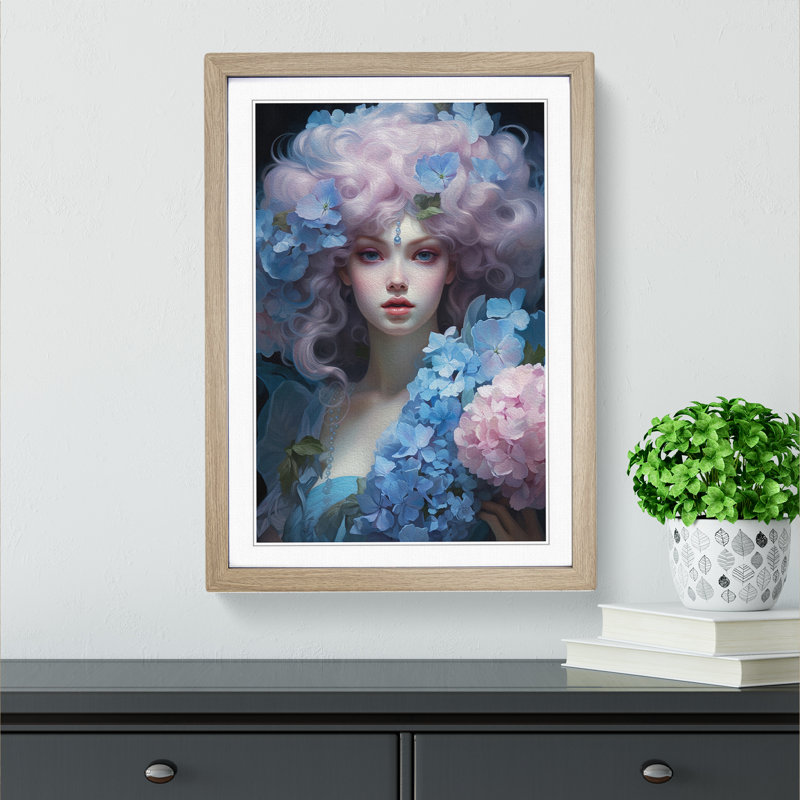 Hydrangea Rococo - Framed Print, 34cm H x 25cm W x 2cm D, Oak Framed