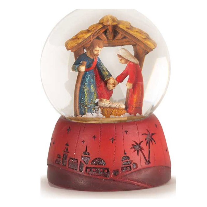 Mini Water Globe Holy Family 3-in Tall