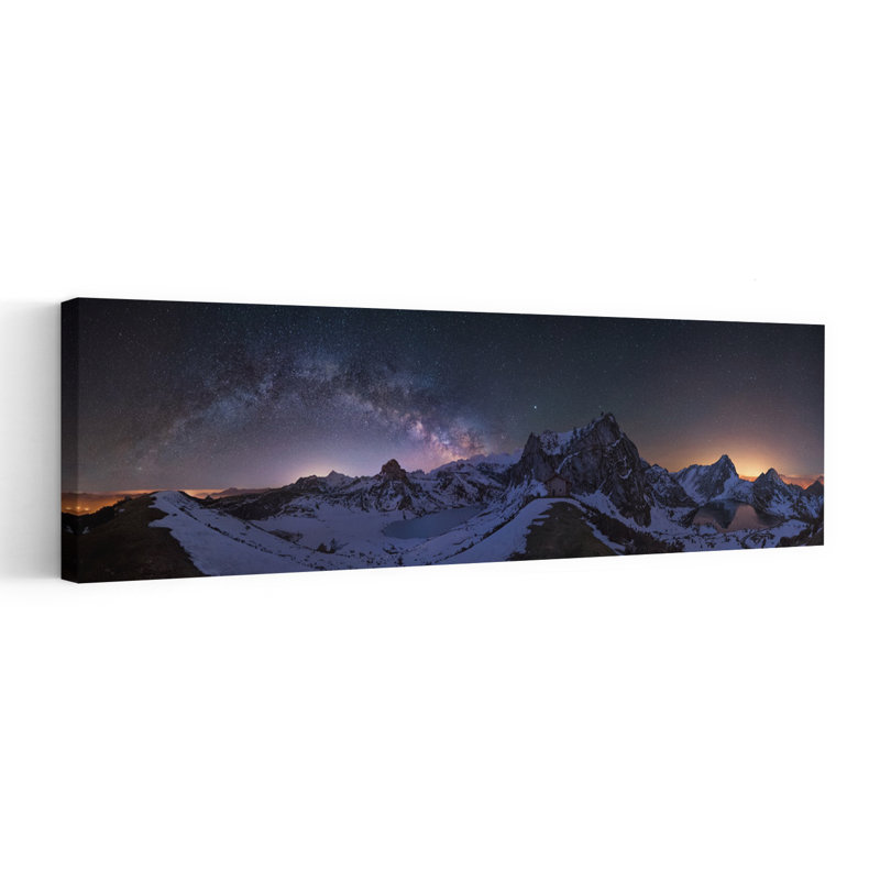 Milky Way Winter Mountains by Carlos F. Turienzo - Wrapped Canvas Panoramic Print, 91.44 cm H x 30.48 cm W