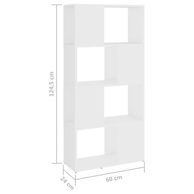 Ayad 124.5 cm H x 60 cm W Geometric Bookcase, 124.5cm H x 60cm W x 24cm D, White