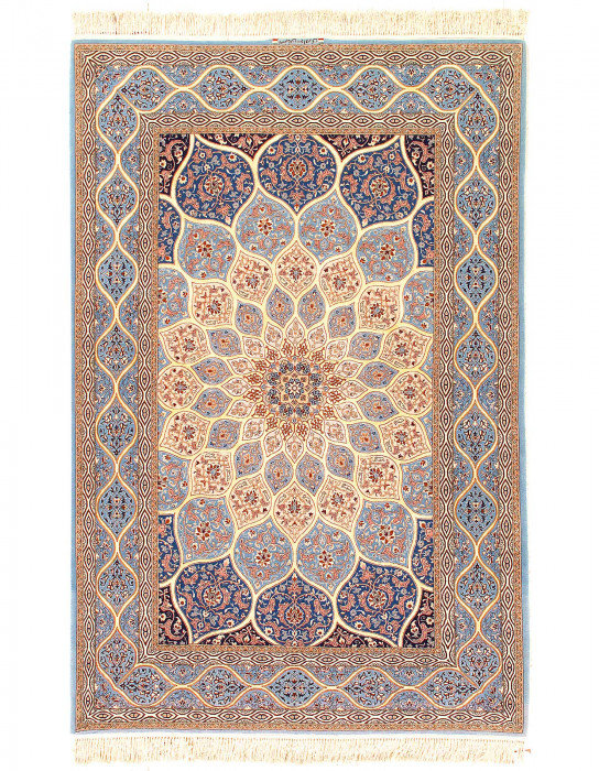 Tapis unique en laine et en soie 7 pi 11 po x 5 pi