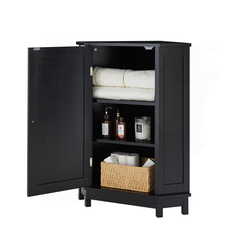 Armoire de rangement en coin noire avec plateau réglable