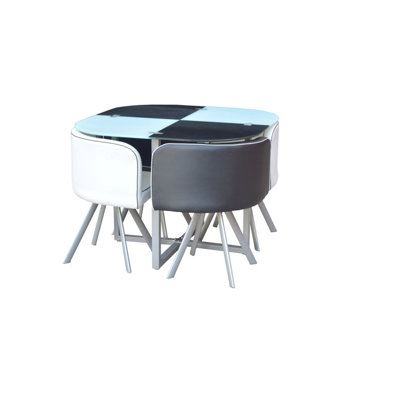 Rowlands 4 - Person Dining Set, White/Black