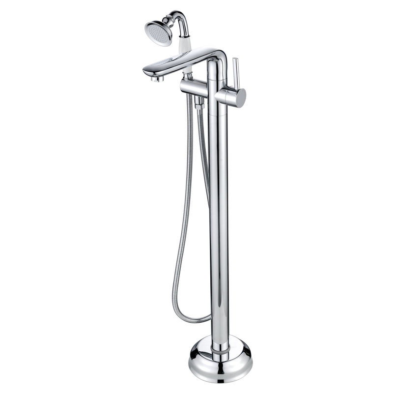 Robinet de baignoire sur pattes à poignée double avec douchette The Curve