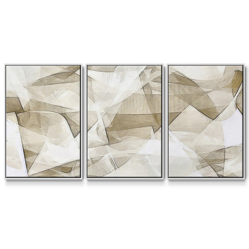 Mindfulness II - Toile encadrée multi-pièces, H 24 po x l 48 po x P 2 po, Blanc