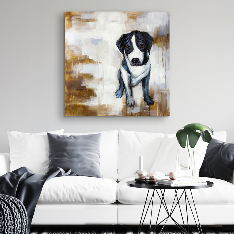 Sitting dog - 32"x32" art on canvas