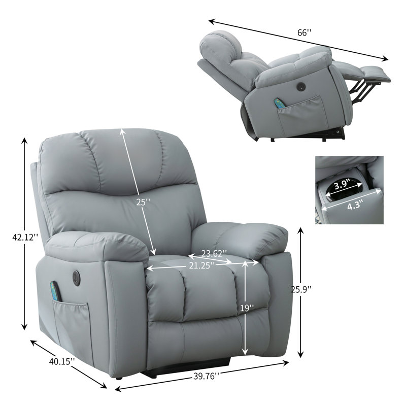 Fauteuil inclinable Luxie, Assortiment de cuir bleu