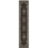 Hand-Knotted High-Quality Black and Cream Runner