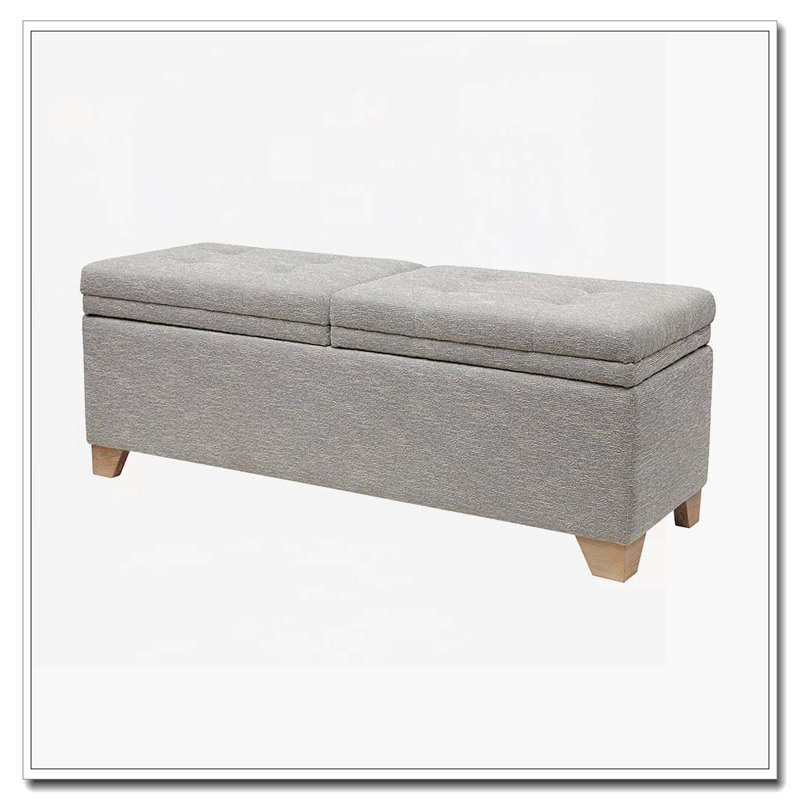 Boucle Oval Flip Top Storage Bench, Gray