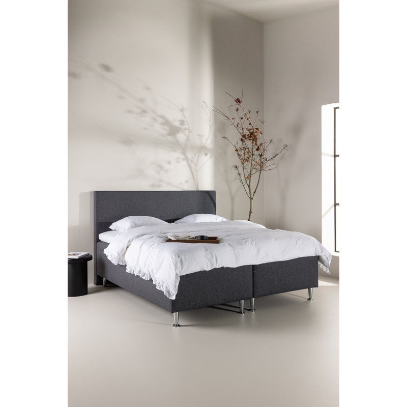 Pilvi Upholstered Bed with Mattress, Dark Gray, 180 x 205cm