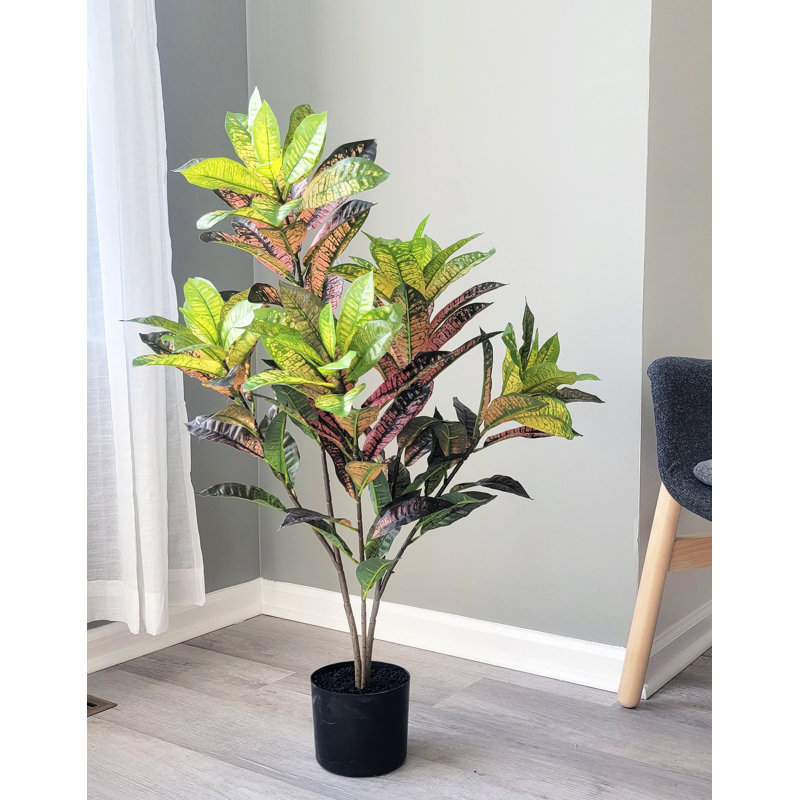Real touch Artificial Croton Tree in Pot, 36" H x 22" W x 22" D
