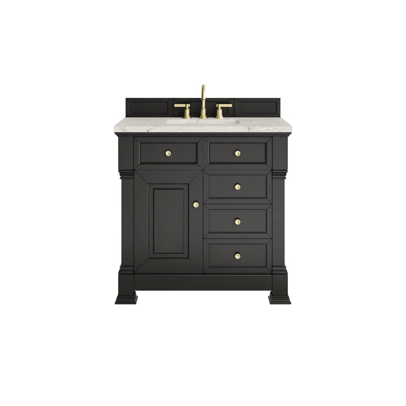 Brookfield 35.75'' W Single Bathroom Vanity Base, Black Onyx