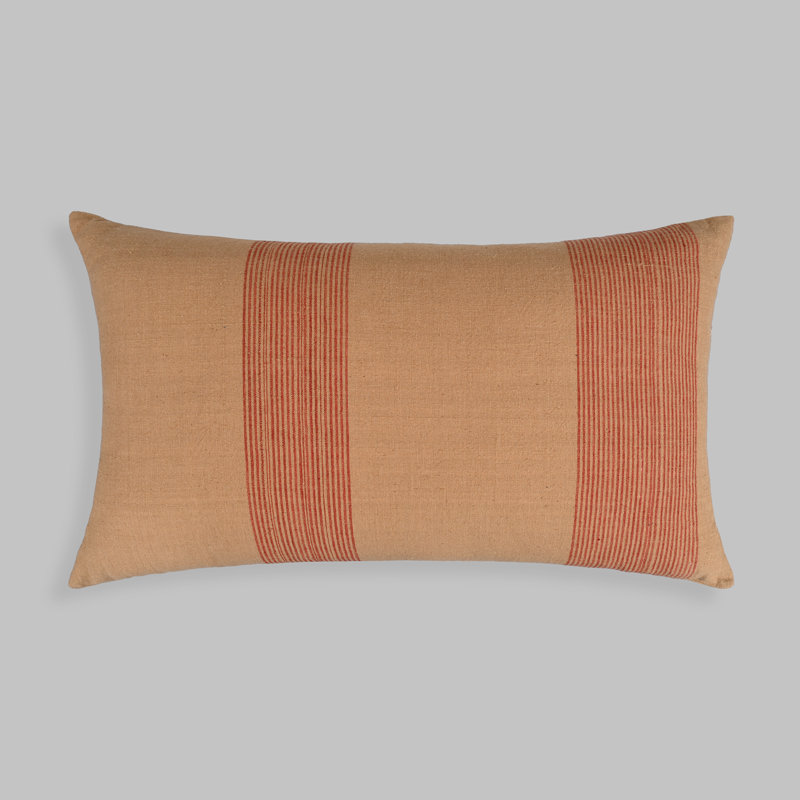 Coussin Caylah Modern Simplicity - Housse amovible en coton brun, Brun / rayures rouges
