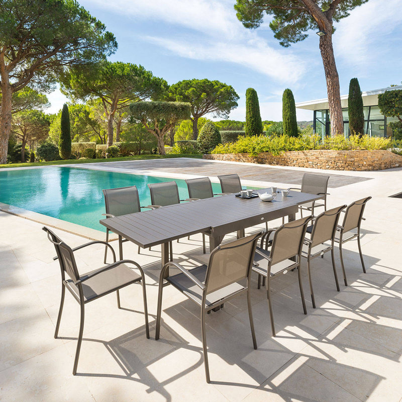 Antonioni Rectangular Metal Extendable Outdoor Dining Table , 135cm cm W 90cm cm D, Tonka