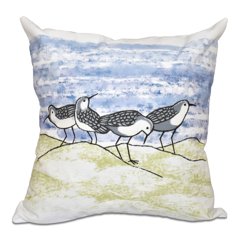 Beach Vacation Reversible Throw Pillow, Gray, 20" H x 20" W