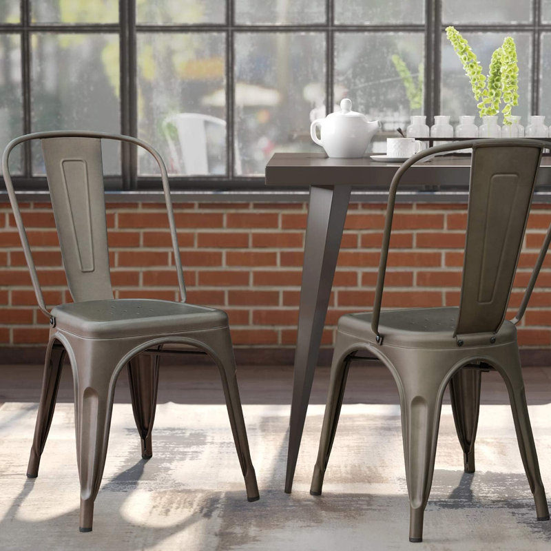 Ensemble de 4 chaises de salle à manger en métal pour l'intérieur et l'extérieur, Pistolet