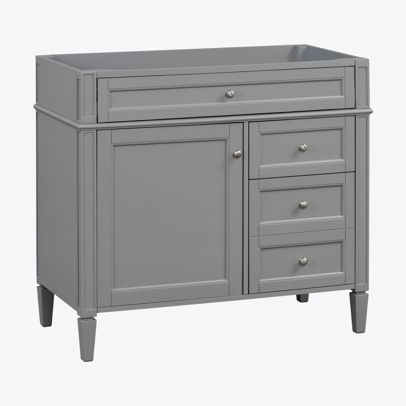 Meuble-lavabo de 36 po sans lavabo supérieur, armoire de rangement moderne avec 2 tiroirs et un tiroir rabattable, structure en bois massif