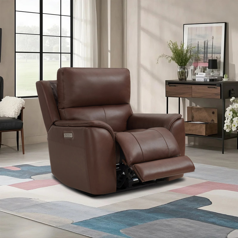 42" W Zero Gravity Triple-power System Genuine Leather Loveseat With Adjustable Headrest And Usb & Type-c Charging