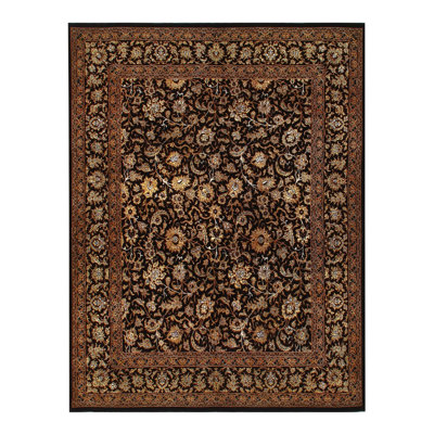 Canvello Handmade Black Silkroad Tabriz Silk & Wool Rug - 4'11'' X 6'6''