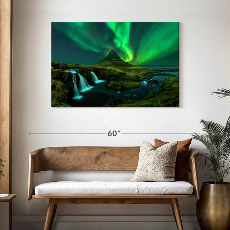Alvord Kirkjufellsfoss Northern Lights, H 30 po x l 45 po