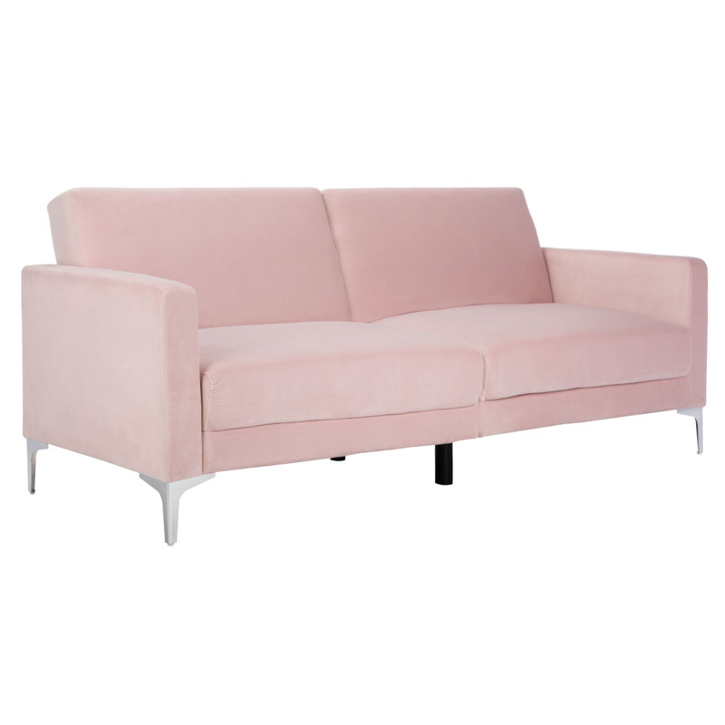 Canapé-lit simple en similicuir Futton, Velours rose