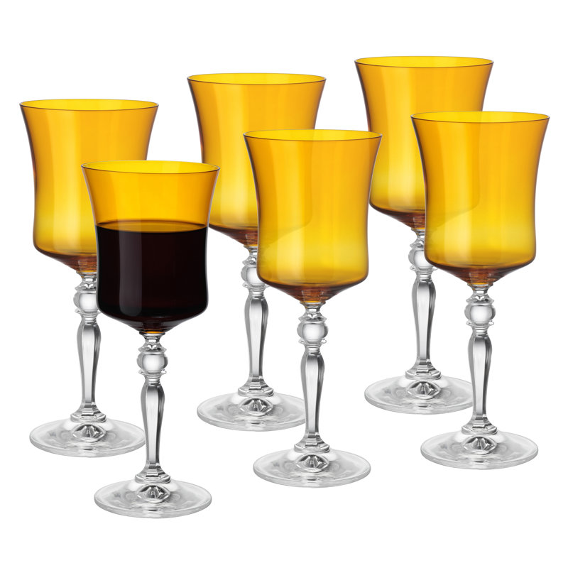 Barski - Couleur ambre - Verre à vin - Ensemble de 6 - Tige - 13 oz - Fabriqué en Europe