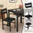 3 Piece Square Bar Table And Chairs Set, Space Saving Design Dining Table Set With Storage Shelf, Small Kitchen Table Set Of 3, With Particle Board Table Top And Metal Frame-1868124071