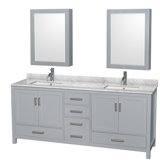 Sheffield 80" Freestanding Double Bathroom Vanity with Marble Top with Medicine Cabinets